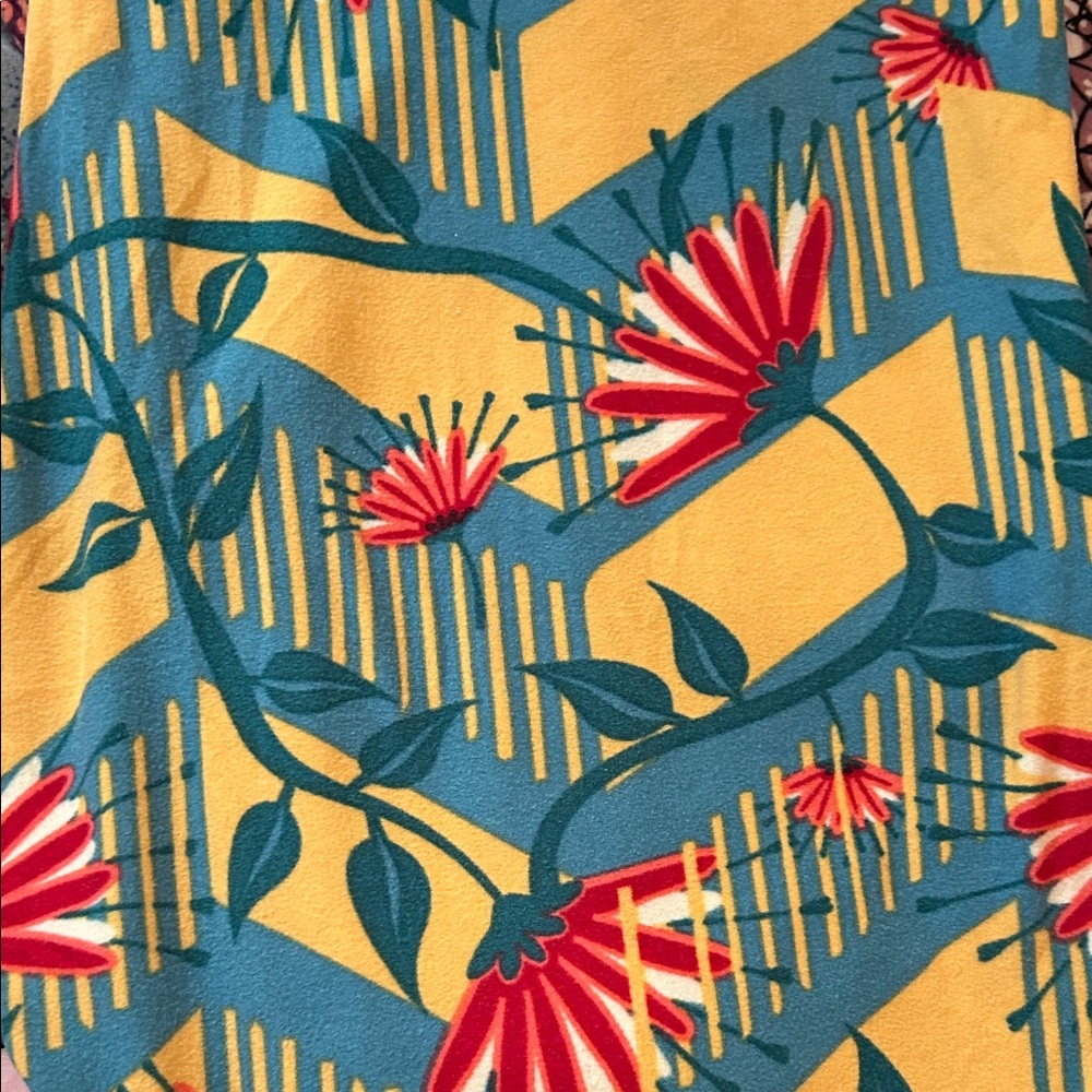 LuLaRoe goldenrod and Red Autumn Floral Leggings
